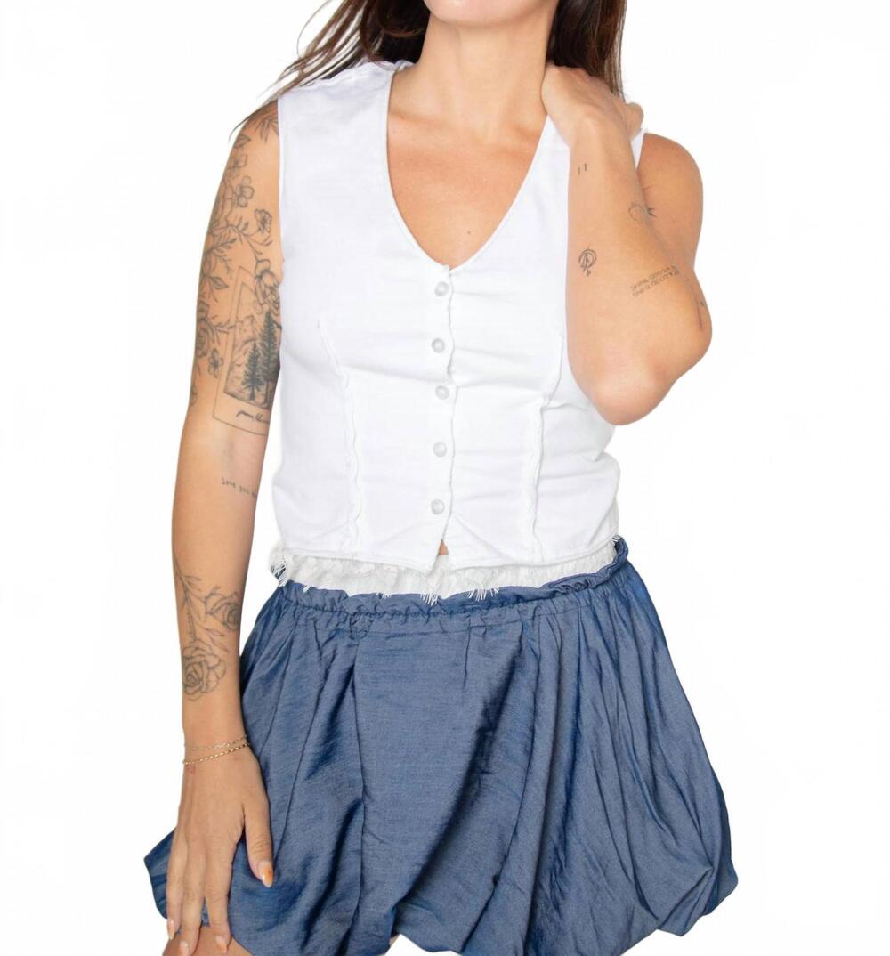 NEW PRAIRIE UNDERGROUND rumours sleeveless v-neck top in white
